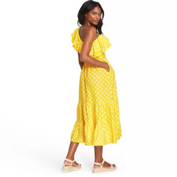 New Lisa Marie Fernandez Midi Polka Dot One Shoulder Dress - Picture 7 of 7